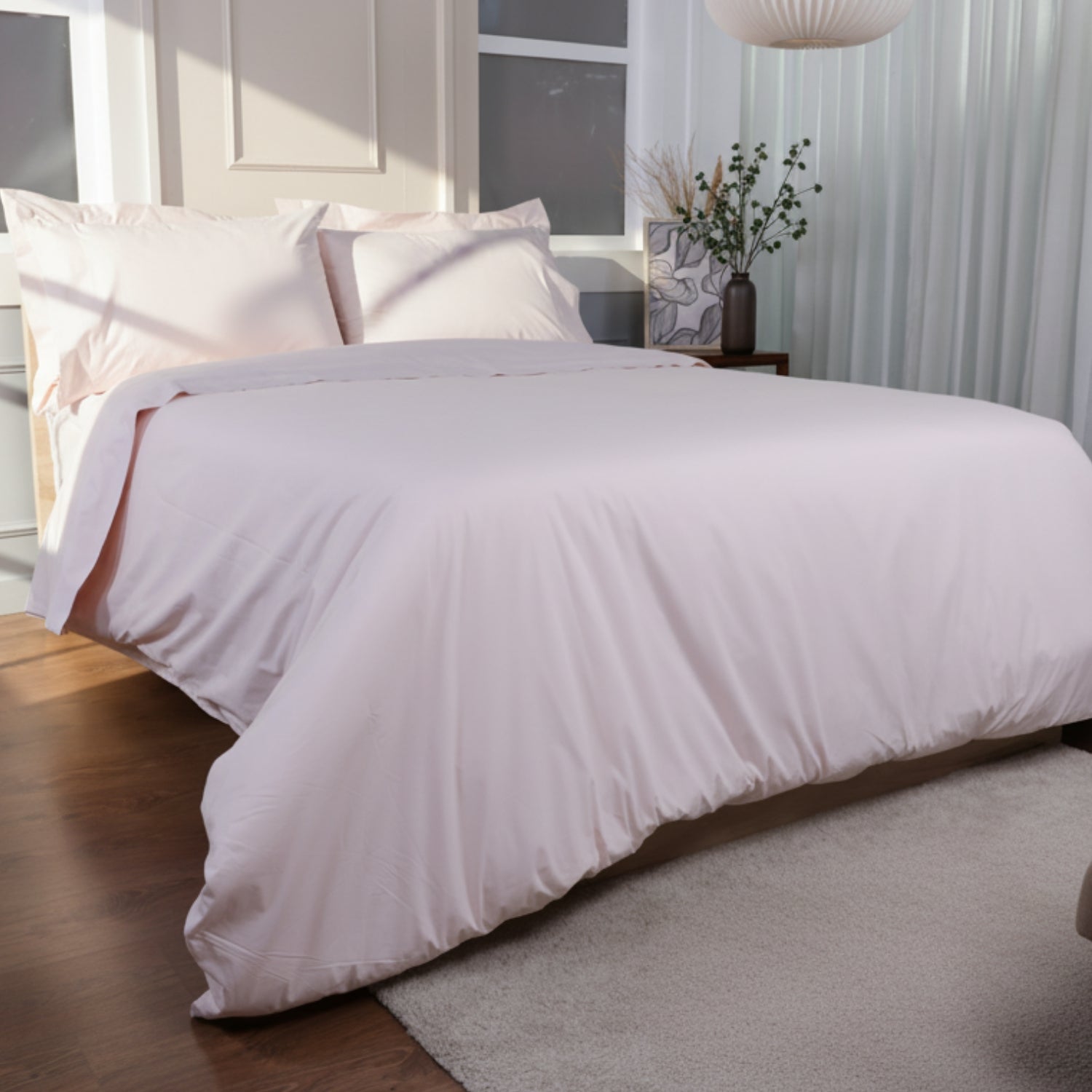Soft Blush Crisp Cool Percale Duvet Set